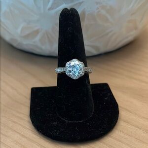 Elegant Sterling Silver Diamond Look Ring